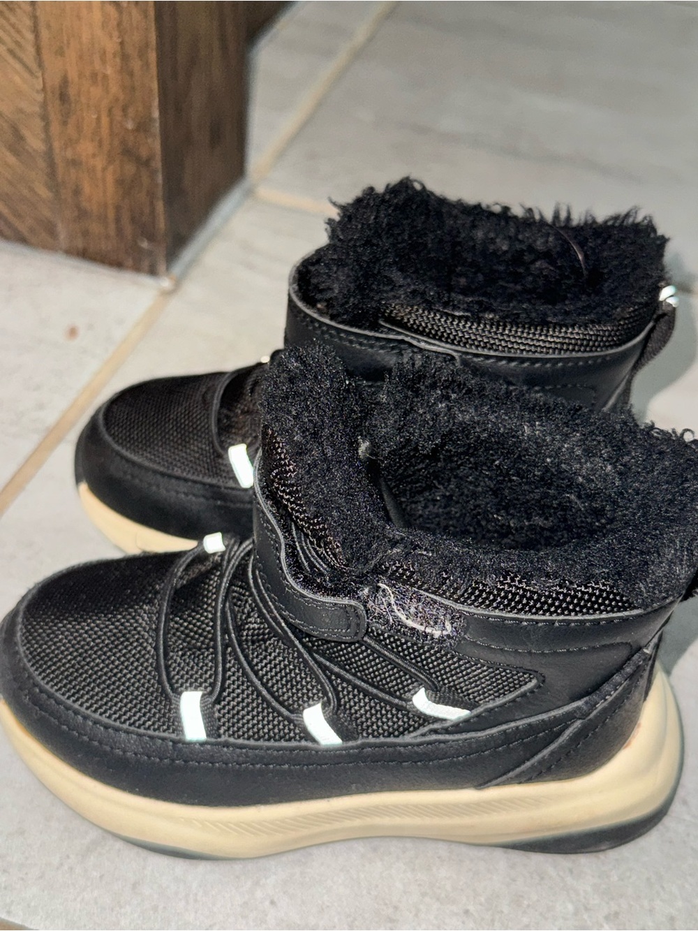 H&M Black and Cream Kids Winter Boots with Fleece Inside